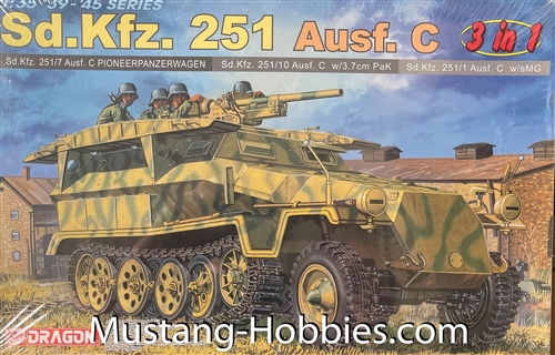 DRAGON 1/35 Sd.Kfz. 251/1 Ausf. C (3 in 1) 251/1 sMG, 251/7, 251/10