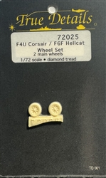 TRUE DETAILS 1/72F-4U CORSAIR F6F HELLCAT WHEEL SET 2 MAIN