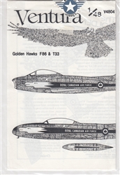 VENTURA DECALS 1/48 GOLDEN HAWKS F86 & T33