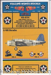 YELLOW-WINGS DECALS 1/48 USN OS2U KING FISCHER COMPLETE 9 PLANE SQUADRON INCLUDING WING MEN